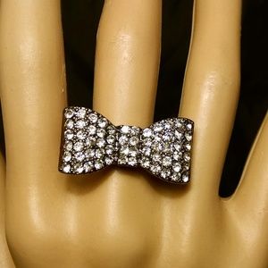 Bow Rhinestones Sexy Cocktail Evening Ring
